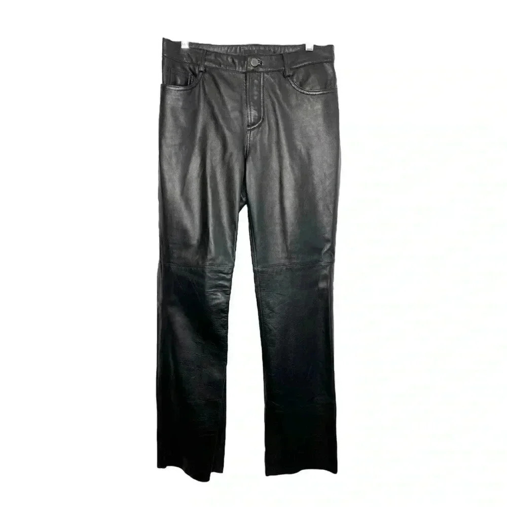 Moda International Black Leather Pants